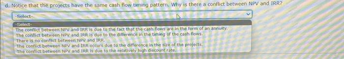 for each project. Do not round intermediate calculations. Round your answers to
