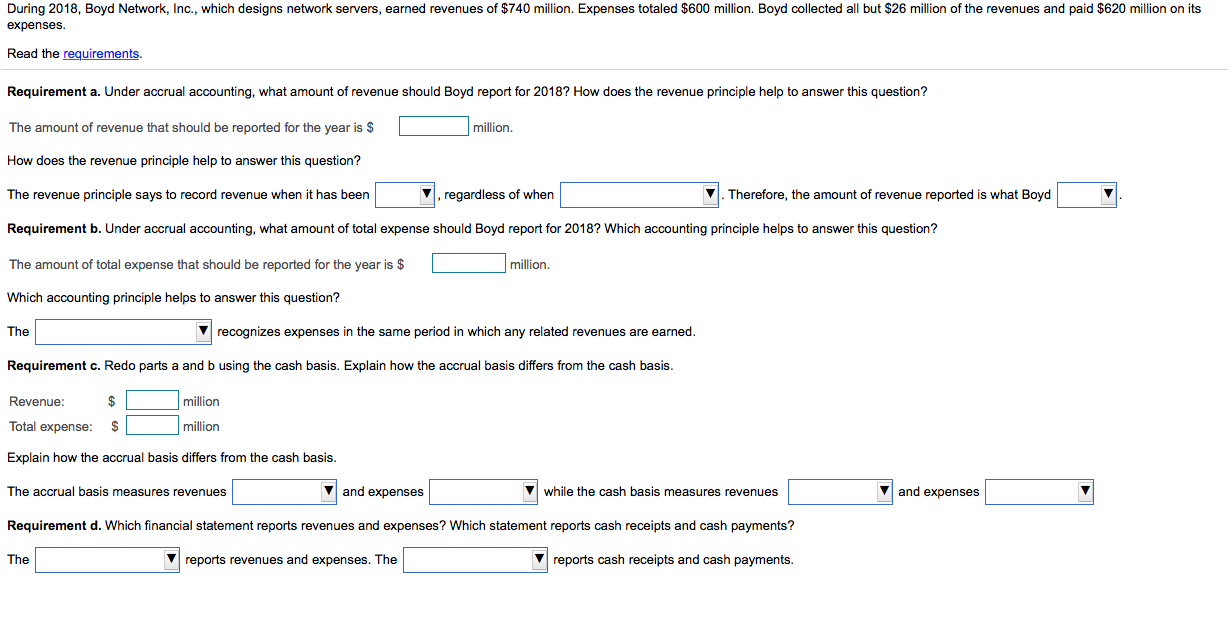  During 2018, Boyd Network, Inc., which designs network servers, earned revenues