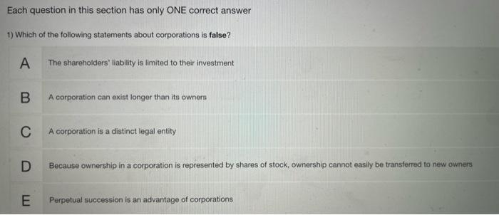  Each question in this section has only ONE correct answer 1)