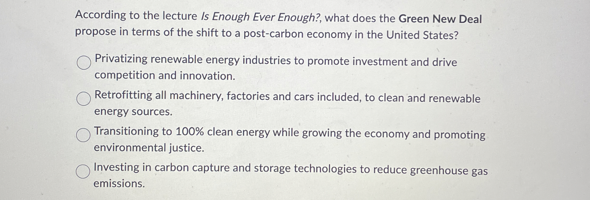  According to the lecture Is Enough Ever Enough?, what does the