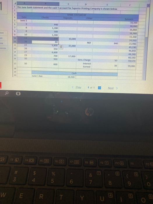 reconciliation using a company's bank statement and cash account 7 - Preparing