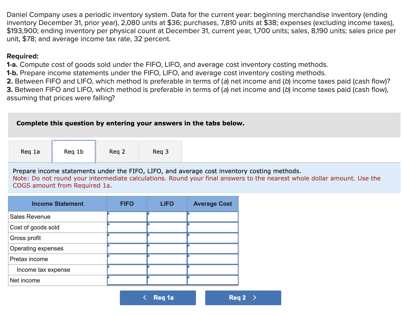  Daniel Company uses a periodic inventory system. Data for the current