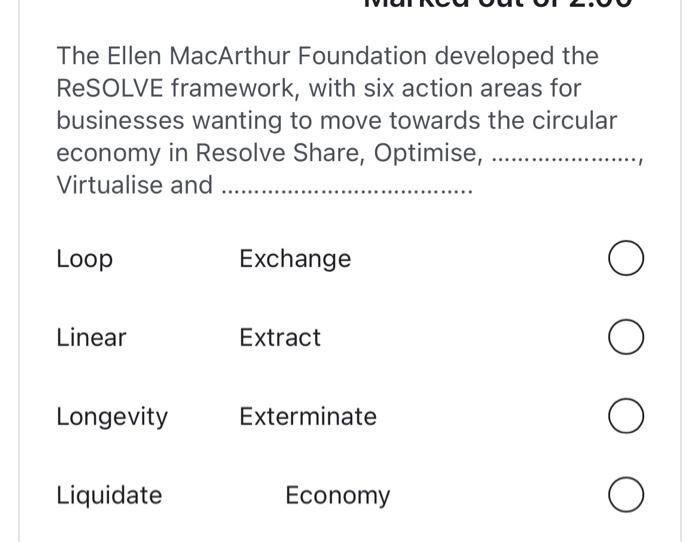  The Ellen MacArthur Foundation developed the ReSOLVE framework, with six action