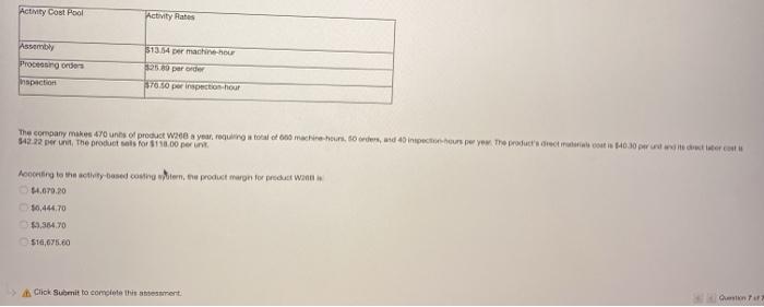  Act My Cost Pool Activity Rates Assembly Processing onder Inspection 51354
