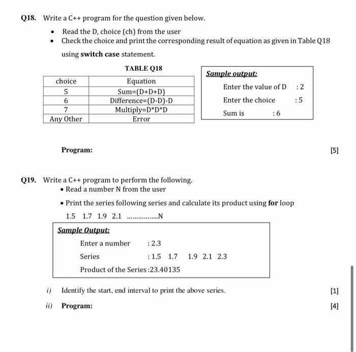 pls i want answer Q18,Q19 Q18. Write a C++ program for the