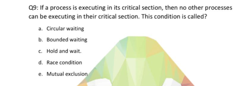  Q9: If a process is executing in its critical section, then
