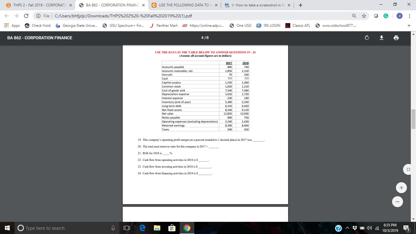  THPS 2 - Fall 2019 - CORPORATIO X BA 862 -