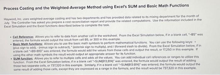  Process Costing and the Weighted-Average Method using Excel's SUM and Basic