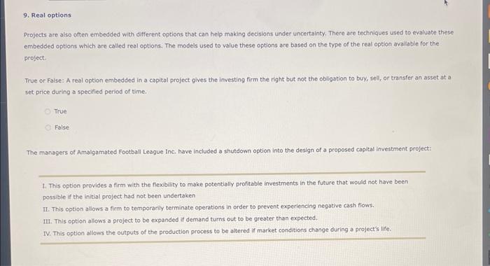  Projects are also often embedded with different options that can help