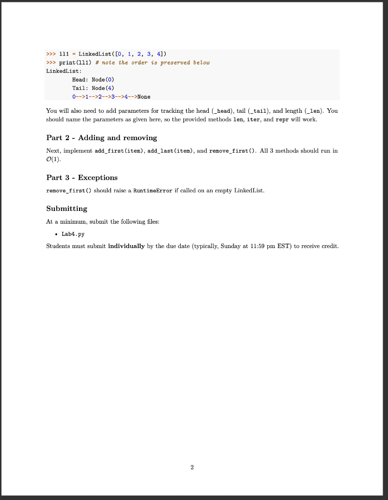 a linked list that supports O(1) add_first, add_last, and remove_first operations. Your