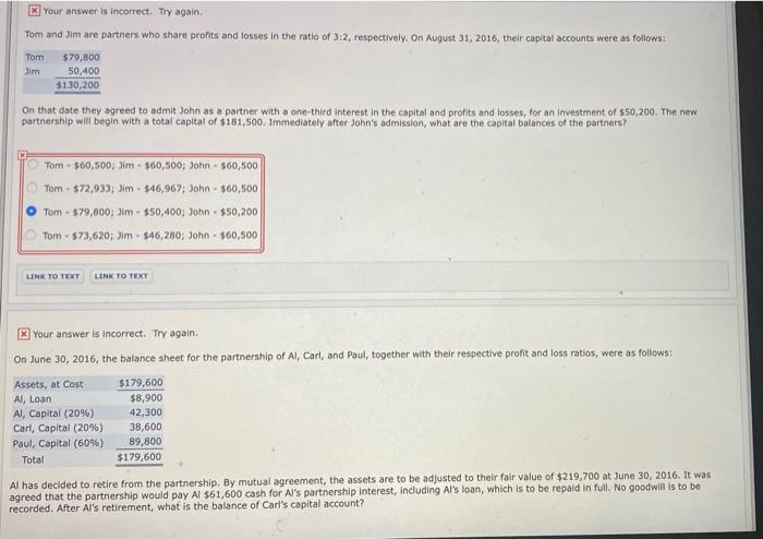  x Your answer is incorrect. Try again Tom and Jim are