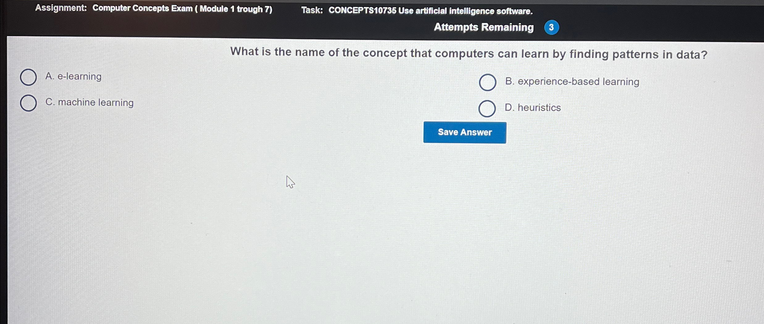  Assignment: Computer Concepts Exam ( Module 1 trough 7) Task: CONCEPTS10735