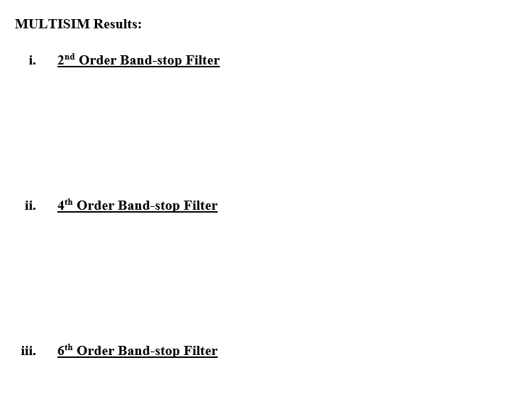 band-stop filters. Three circuits configurations are required for each filter types. b.