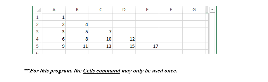 use two nested For/Next loops with excel VBA to create this pattern