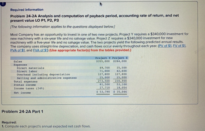  second part third part fouth and last. Required information Problem 24-2A