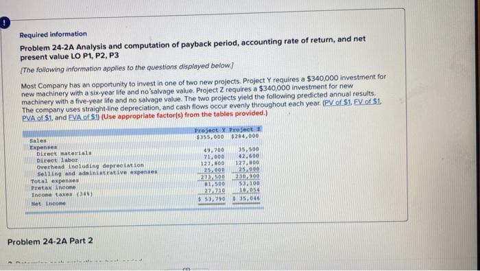 present value LO P1, P2, P3 The following information applies to the
