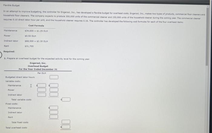  Heguired: 1. Prepare an everhead bosget for the expected activity sevel