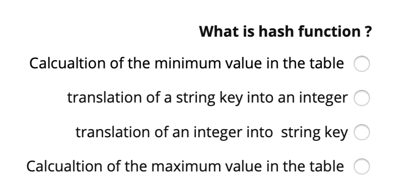 Tree and Graph Wich method is used in hash table in order