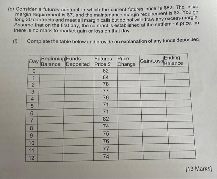  (c) Consider a futures contract in which the current futures price