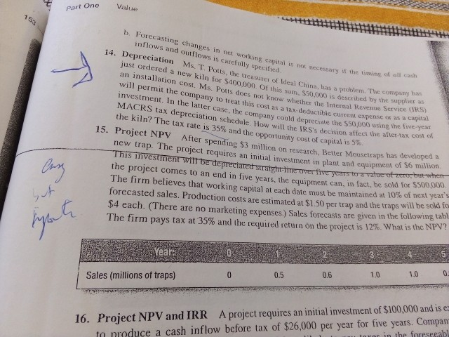  b Forecasting changes in wet working capital is necessary if the