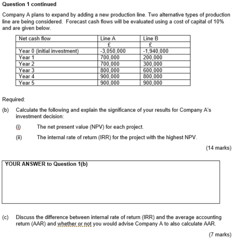  Question 1 continued Company A plans to expand by adding a