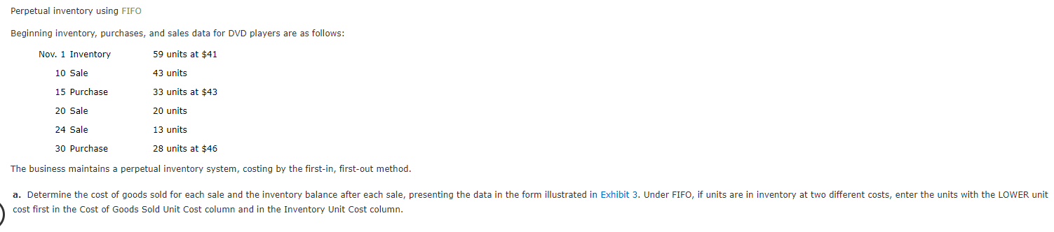 Please Help Me! Perpetual inventory using FIFO Beginning inventory, purchases, and sales