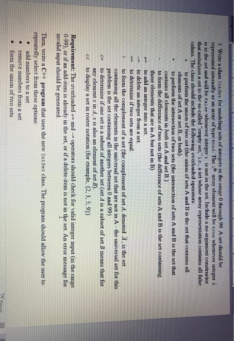  Please C++ programming ! 3. Write a class Intet for modeling