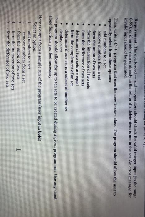 sets of mtegers in the range 0 through 99. A set should