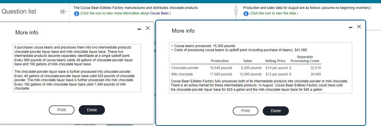 Please answer requirement a and b. Thanks More info It purchases cocoa