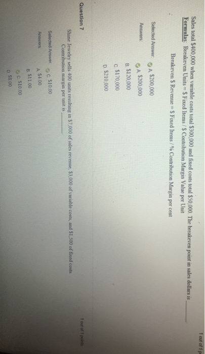 I need help on how to solve these Sales total $400,000 when