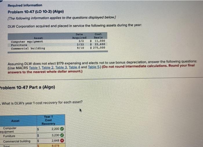 (calendar-year-end) acquired the following assets during the current tax year: (ignore 5179
