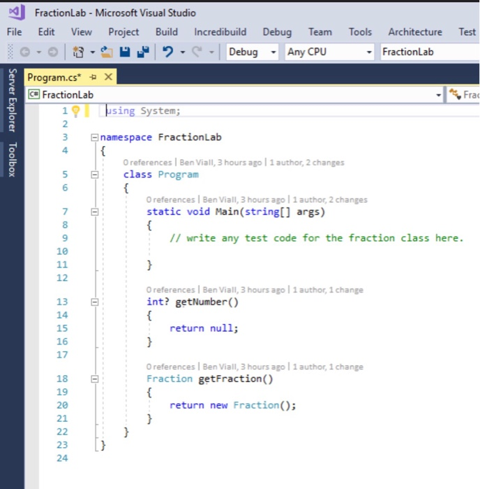  Use Microsoft visual studio 2017 c# FractionLab In this lab you
