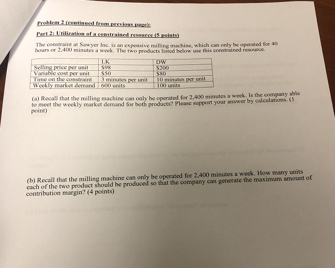 or buy (10 points) Hanson, Inc. makes 5,000 units per year of
