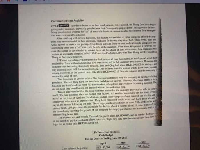  help me to solve this q please! Communication Activity CT9.4 Service