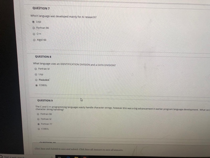 want to make sure these are correct answer LISP Plaka . COBOL