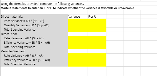 shown below Standard Unit Cost Standard Quantity Standard Price/Rate 20.00 9.00 5.00