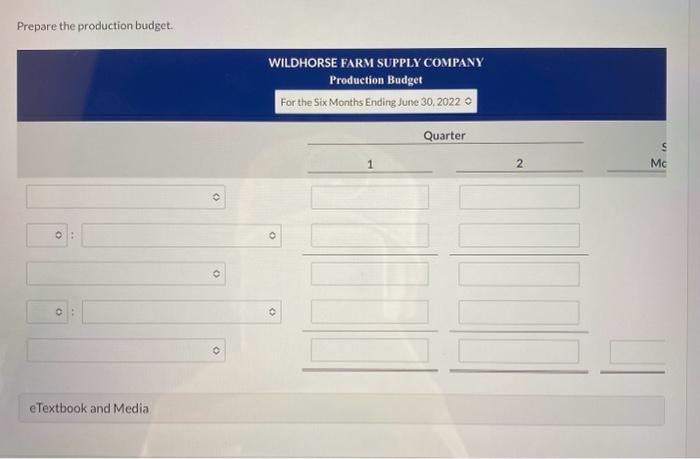 data are available for preparing budgets for Snare for the first 2