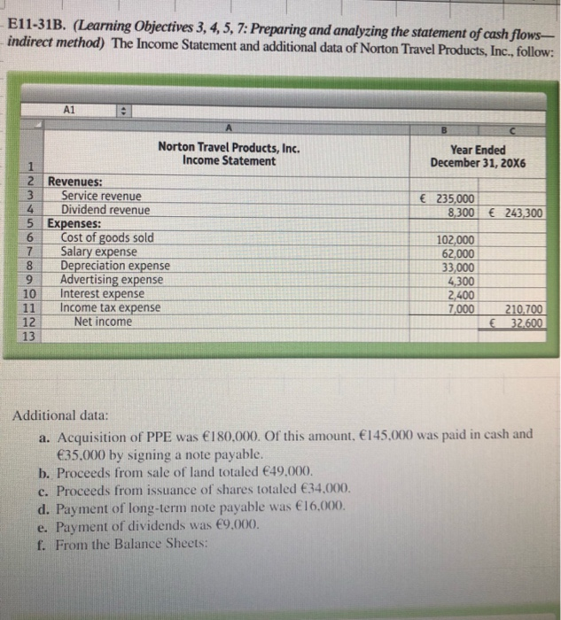  E11-31B. (Learning Objectives 3, 4, 5, 7: Preparing and analyzing the