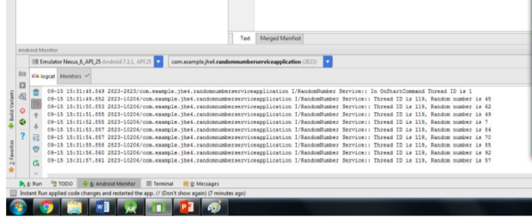 it should show the thread id and random CHARACTER on the LOGCAT.