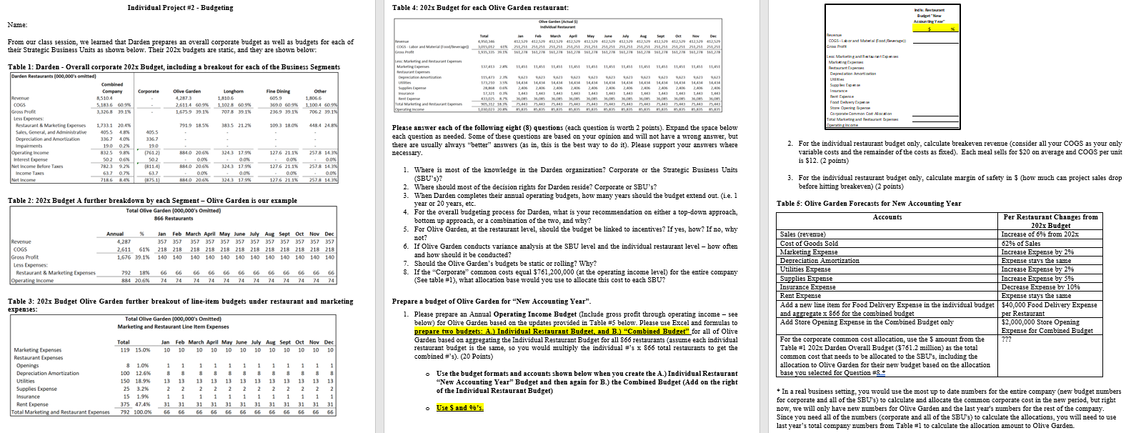 Please answer question #3 with an explanation of the Prepare a budget