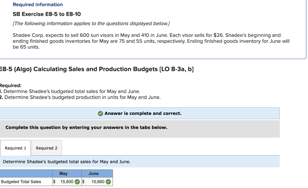  Required information SB Exercise E8-5 to E8-10 [The following information applies