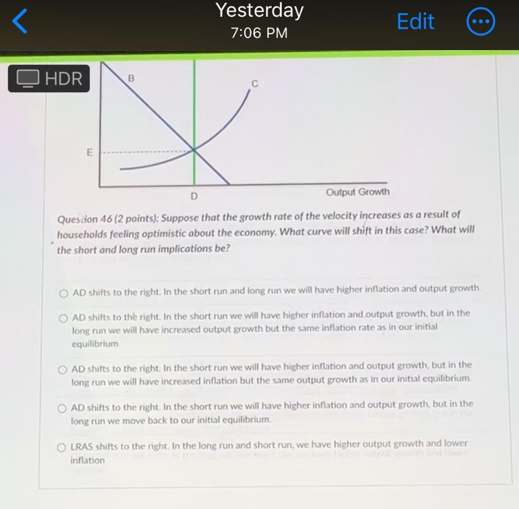 we will have higher inflation and output growth SRAS shifts to the