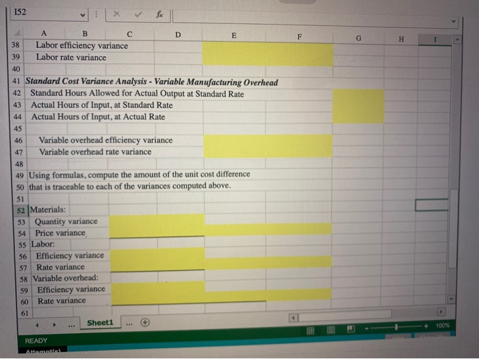 unit costs. Use the information included in the Excel Simulation and the