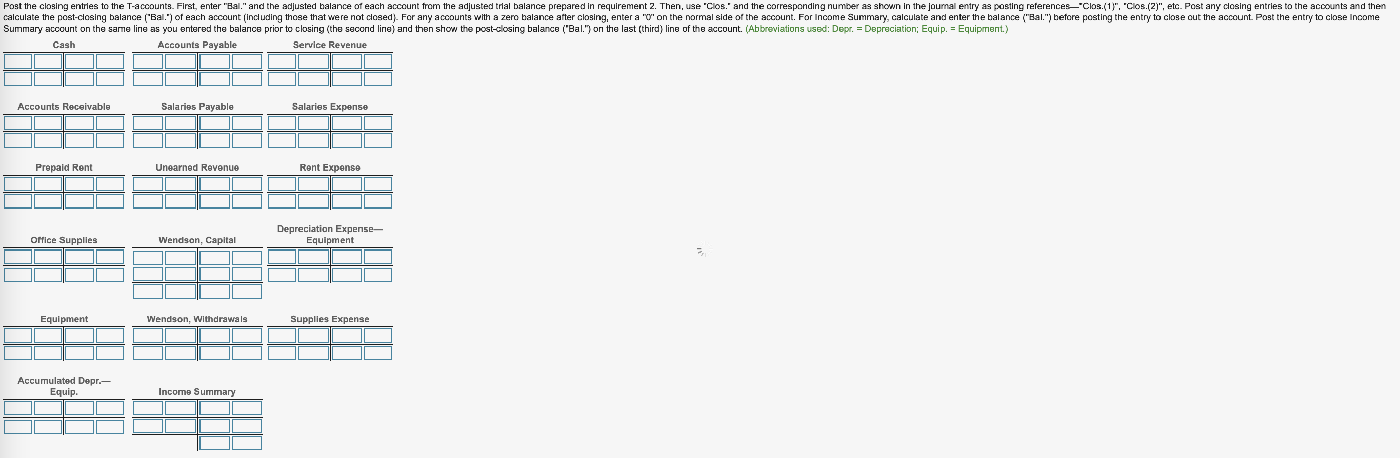 Revenue 24,000 Salaries Expense 2,300 Rent Expense 0 Depreciation Expense- Equipment 0