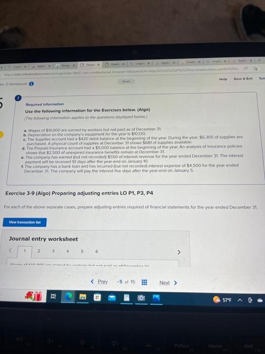 prepaid experide. D. To record accrued interest revenue. E. To rocord occrued