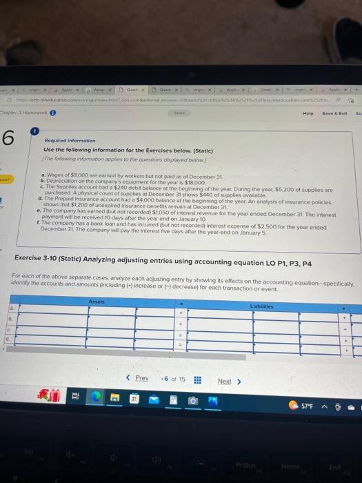 intesest expense F. To recold the earming of previously unearned income. 6.