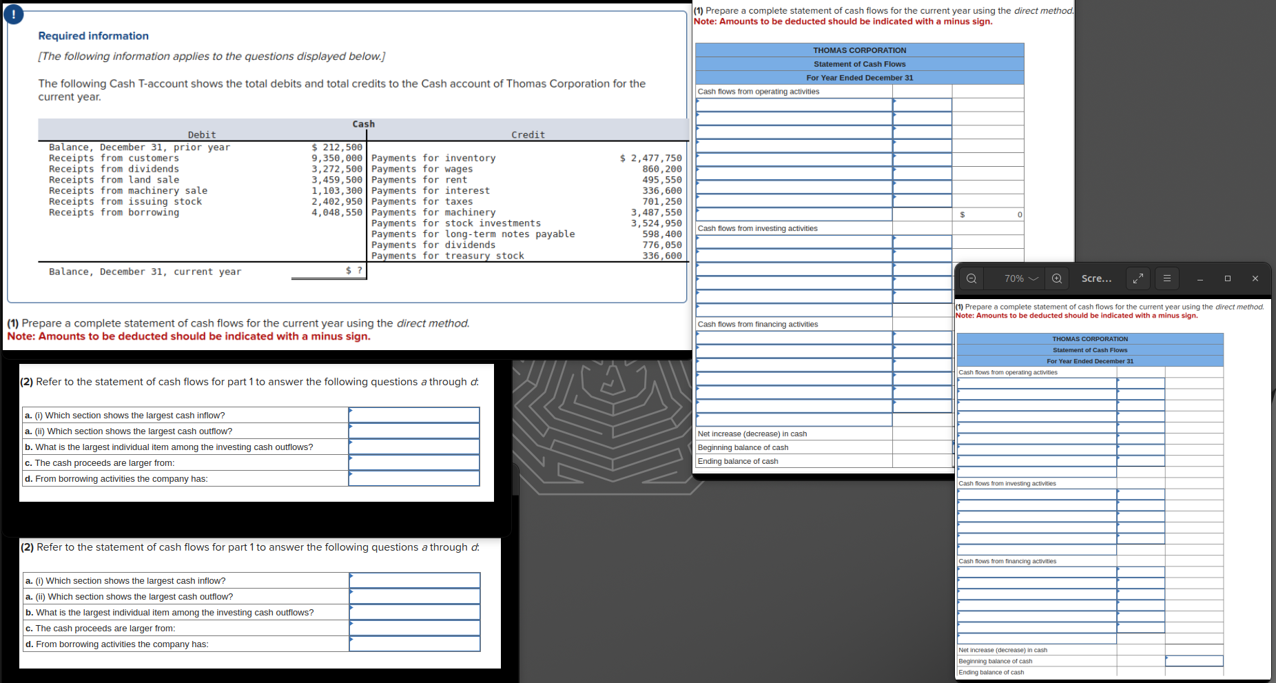  (1) (1) Prepare a complete statement of cash flows for the