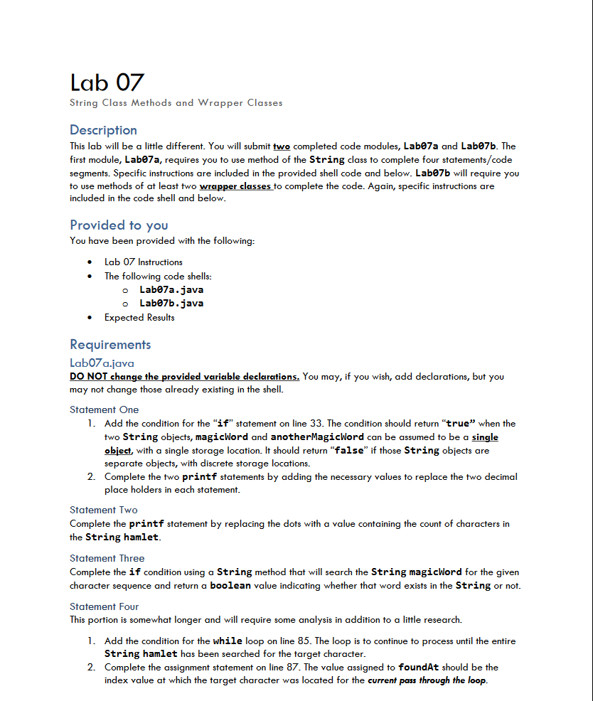  public class Lab07a { public static void main( String[] args )