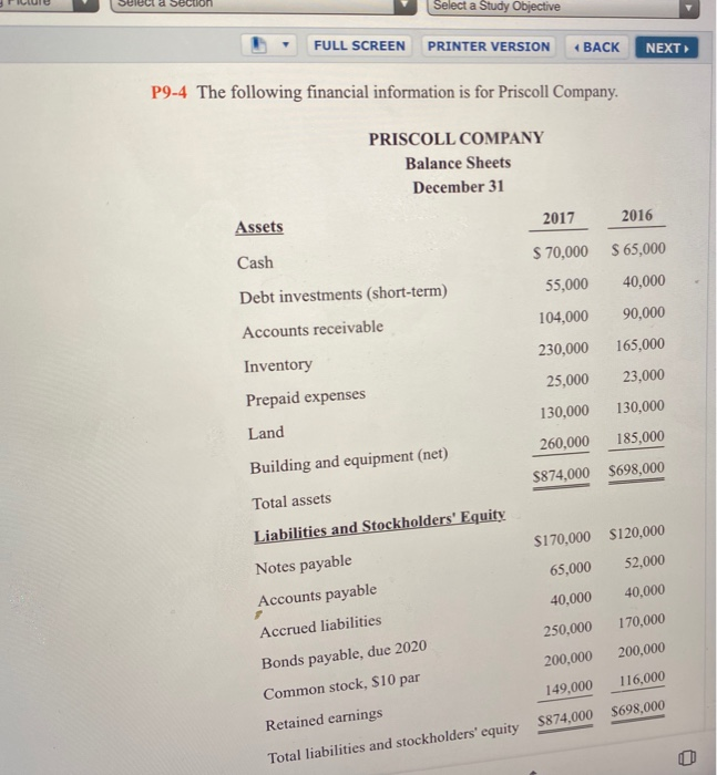  Select a section Select a Study Objective FULL SCREEN PRINTER VERSION