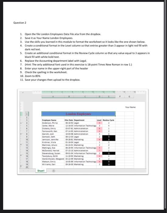 you learned in this module. 2. Enter your name and worksheet title